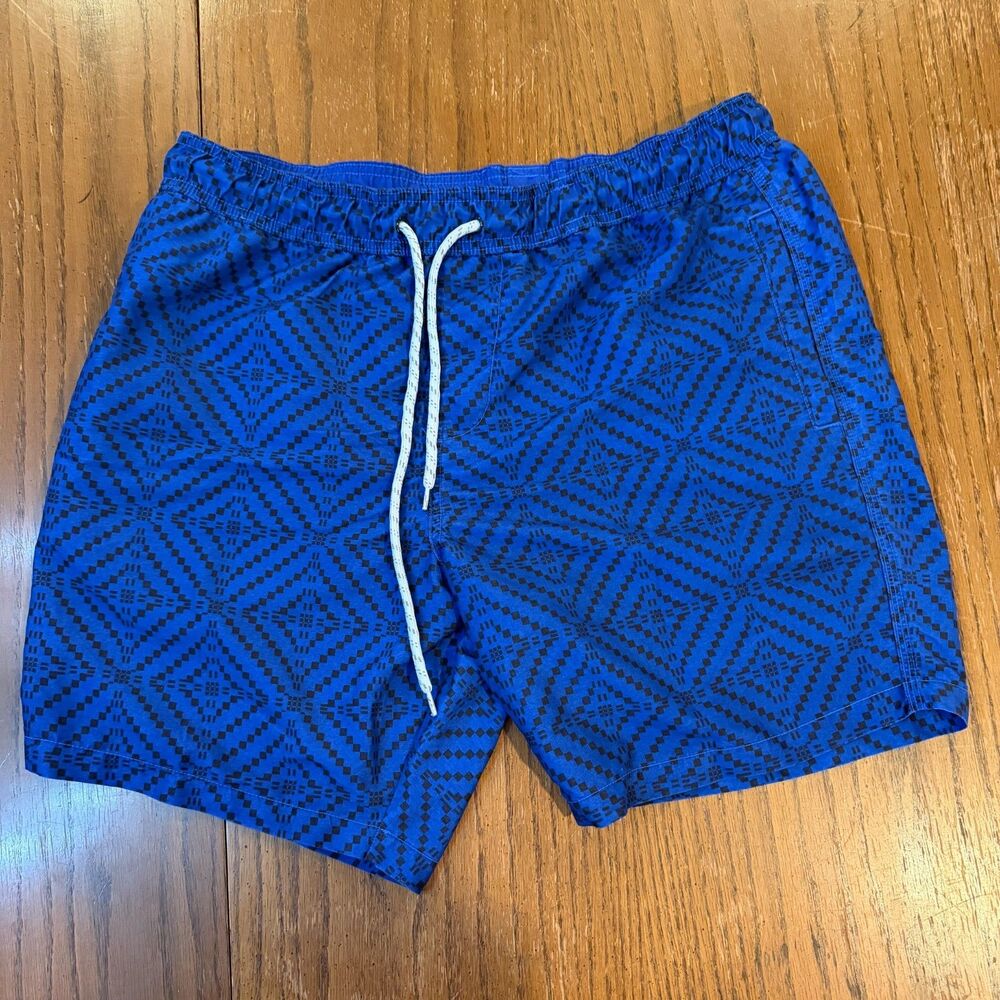 Aeropostale Blue Geometric Swim Trunks Board Shorts Mesh Lined Size L